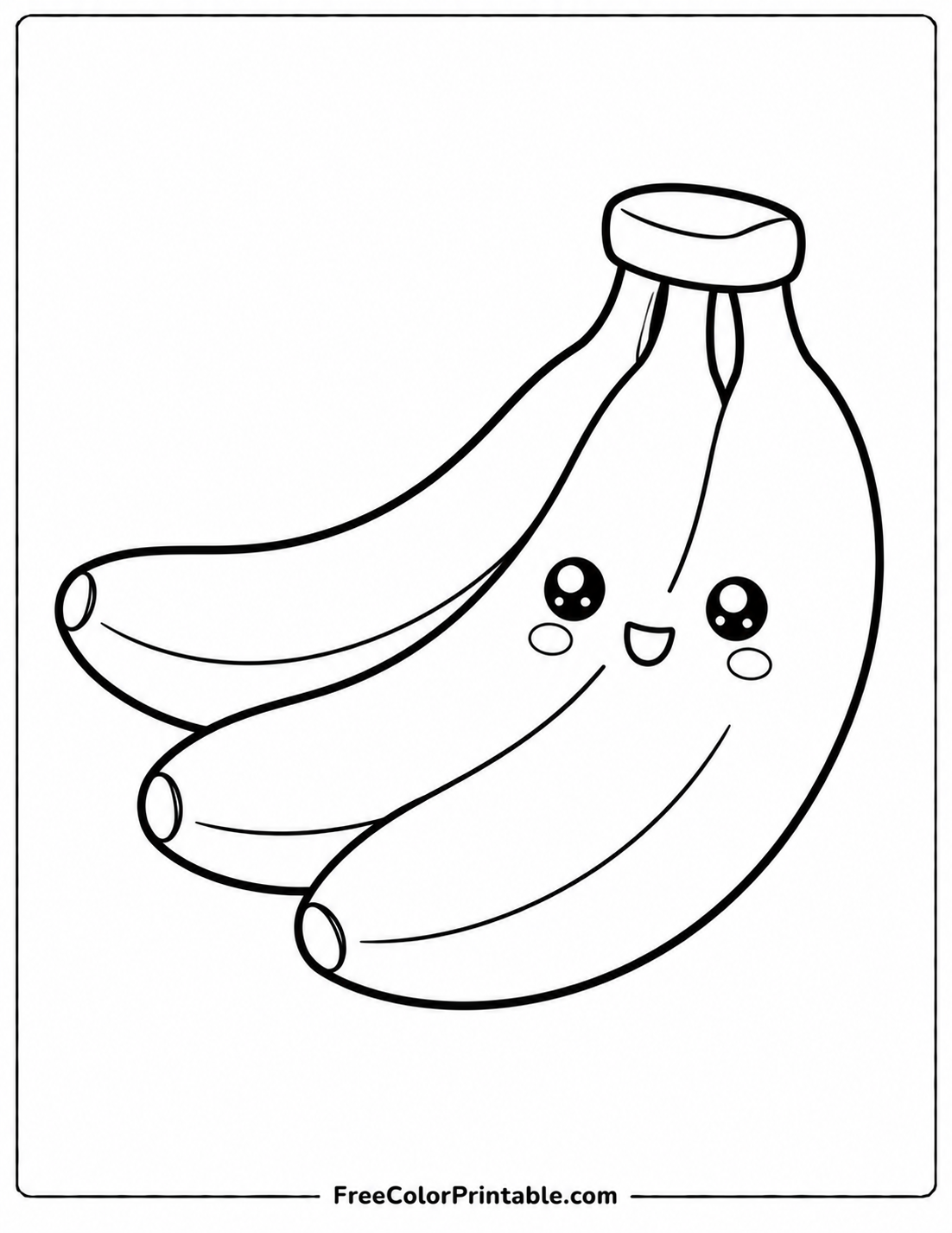 Kawaii banana bunch coloring page Coloring Page — Free Printable — free printable coloring page